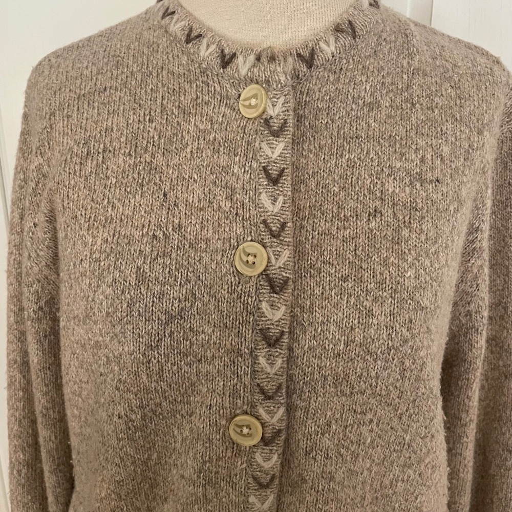 Vintage Woolrich Cardigan Sweater Button Front Tan Marled Knit Outerwear Women M - Picture 2 of 11
